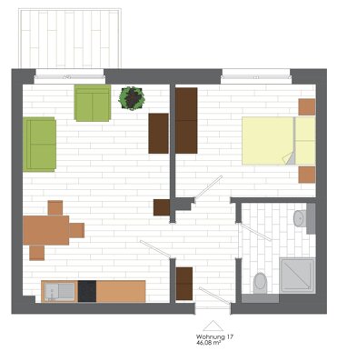 Wohnung zur Miete 380,32 € 2 Zimmer 46,1 m² Strandschlag 4 Andershof Stralsund 18439
