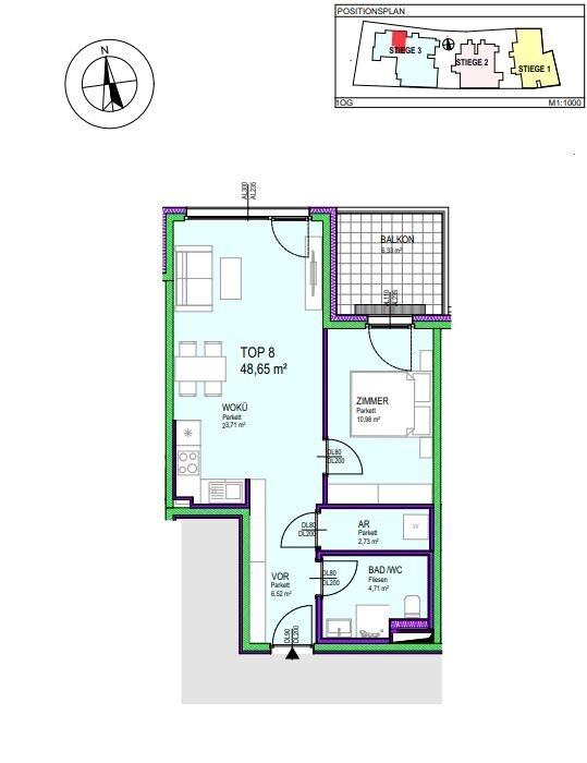 Wohnung zum Kauf 249.330,23 € 2 Zimmer 48,7 m²<br/>Wohnfläche Groß-Enzersdorf 2301