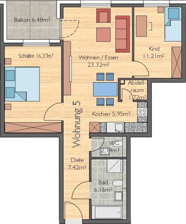 Wohnung zum Kauf Provisionsfrei 477.500 € 3 Zimmer 77,5 m² 1. Geschoss Mühlstraße 1 Herrenberg Herrenberg 71083