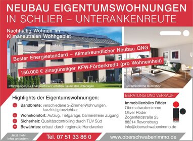 Wohnung zum Kauf Provisionsfrei 445.400 € 3 Zimmer 94,4 m² 1. Geschoss Am Bergle_W-C 6 Unterankenreute Schlier 88281