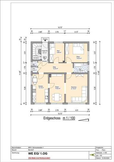 Wohnung zur Miete 800 € 4 Zimmer 93,5 m² EG Simrockstr. 1 Bendorf Bendorf 56170