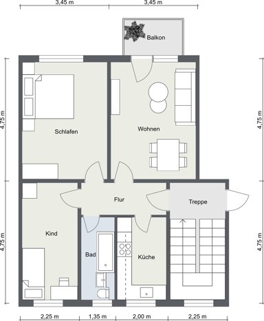 Wohnung zur Miete 421 € 3 Zimmer 60,1 m² 4. Geschoss Goethestr. 8 Lübbenau Lübbenau/Spreewald 03222