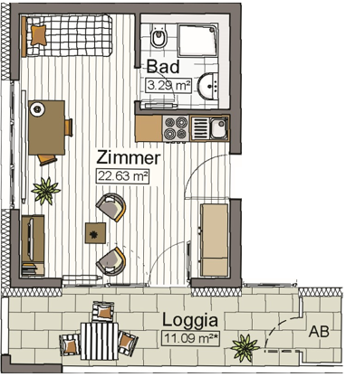 Apartment zur Miete 600 € 1 Zimmer 31,5 m² 3. Geschoss Stadtmitte Neu-Ulm 89231