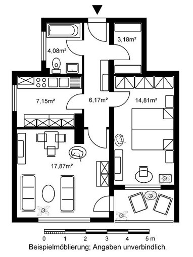 Wohnung zur Miete 440 € 2 Zimmer 53,7 m² 6. Geschoss Alter Rückinger Weg 122 Nordwest Hanau 63452