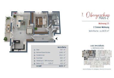 Wohnung zum Kauf Provisionsfrei 589.000 € 2 Zimmer 69,7 m² 1. Geschoss Bürgermeister-Krug-Weg 1 + 3 Olching Olching 82140
