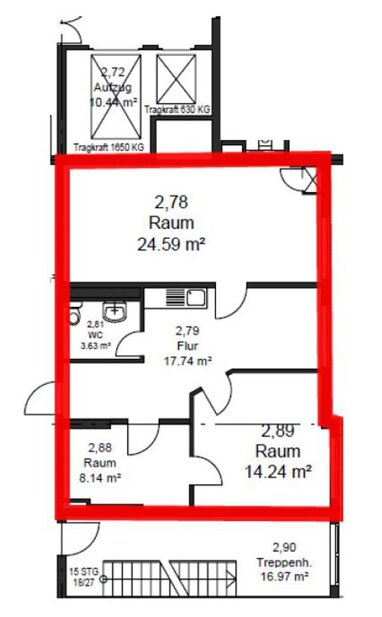 Bürofläche zur Miete 888 € 3 Zimmer 88 m² Bürofläche Zentrum Regensburg 93047