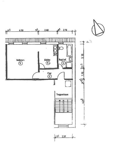 Wohnung zur Miete 335 € 1 Zimmer 51 m² 3. Geschoss Carl-Maria-von-Weber-Straße 24 Innerstädtischer Bereich Nord 17 Dessau-Roßlau 06844