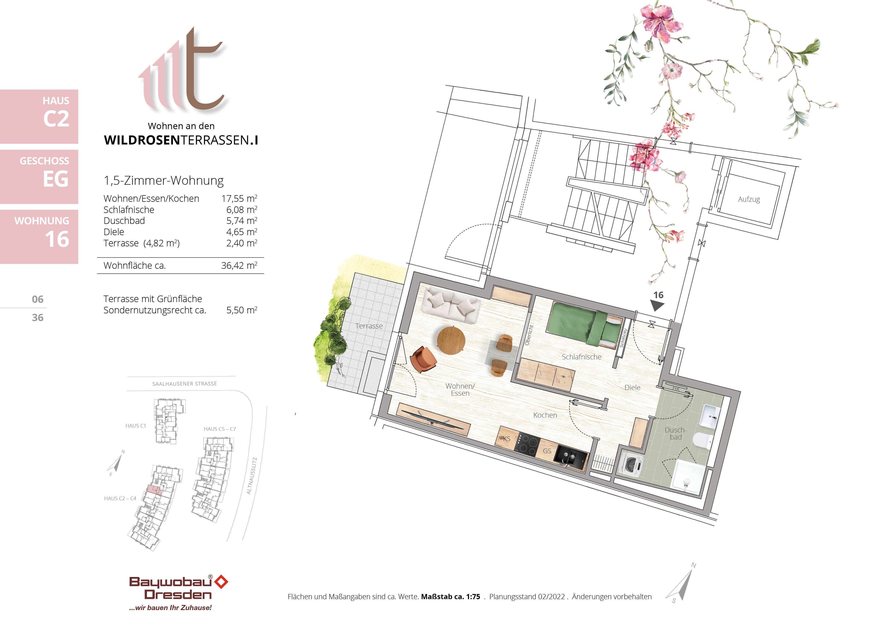 Wohnung zur Miete 575 € 1,5 Zimmer 37,5 m²<br/>Wohnfläche EG<br/>Geschoss 01.02.2025<br/>Verfügbarkeit Saalhausener Straße 53a Naußlitz-Süd Dresden 01159