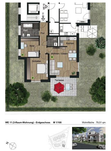 Terrassenwohnung zur Miete 834,86 € 3 Zimmer 79,5 m² Erdgeschoss Külzauer Weg 5h Möser Lostau 39291