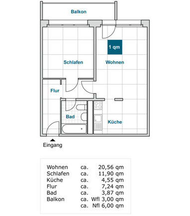 Wohnung zur Miete 370 € 2 Zimmer 50,6 m² 3. Geschoss Berzdorfer Str. 28 Prohlis-Nord (Albert-Wolf-Platz) Dresden 01239