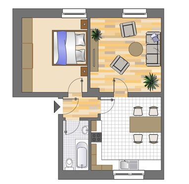 Wohnung zur Miete 399 € 2 Zimmer 55,2 m² Erdgeschoss Breite Straße 19 Westerholt Herten 45701