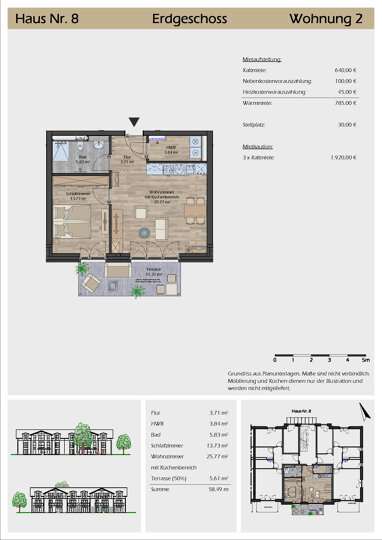 Wohnung zur Miete 640 € 2 Zimmer 58,5 m² Hahnenkamp 8 Hohn 24806