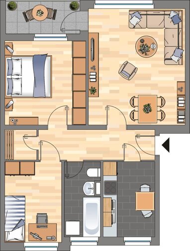 Wohnung zur Miete 499 € 2 Zimmer 62,1 m² 2. Geschoss Popenser Straße 59 Aurich Aurich 26603