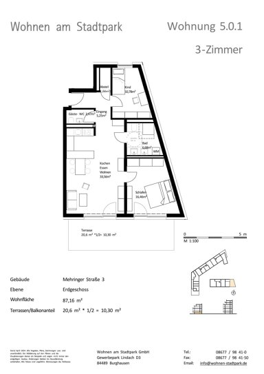 Wohnung zum Kauf provisionsfrei als Kapitalanlage geeignet 481.000 € 3 Zimmer 87,2 m² Mehringer Straße 5 Burghausen Burghausen 84489