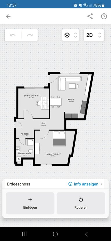 Wohnung zur Miete 1.200 € 3 Zimmer 74 m² Erdgeschoss Friedensstraße 10a Bachschule Offenbach am Main 63071