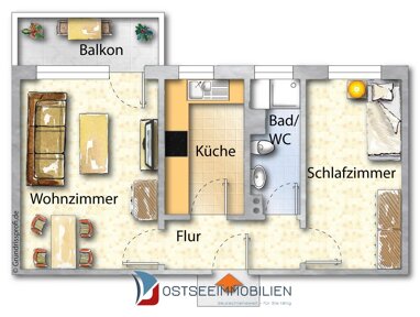Wohnung zum Kauf 113.500 € 2 Zimmer 45 m² 3. Geschoss Schönwalde II Greifswald 17491