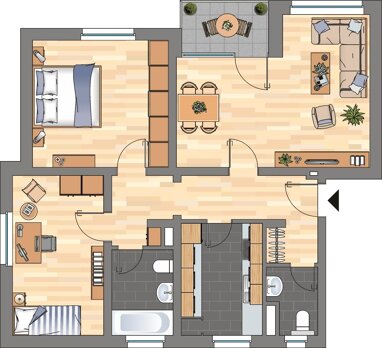 Wohnung zur Miete 436 € 3 Zimmer 69,7 m² 6. Geschoss Pommersche Straße 10 Bant Wilhelmshaven 26382