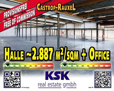 Lagerhalle zur Miete provisionsfrei 2.887 m² Lagerfläche teilbar von 349 m² bis 10.780 m² Merklinde Castrop-Rauxel 44577