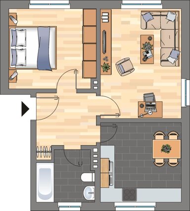 Wohnung zur Miete 319 € 2 Zimmer 49,1 m² EG frei ab 17.01.2025 Peterstraße 148 Bant Wilhelmshaven 26389