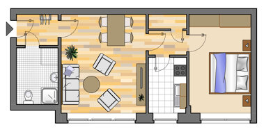 Wohnung zur Miete 408 € 2 Zimmer 50 m² 5. Geschoss Juliusstraße 31 Holsterhausen Dorsten 46284