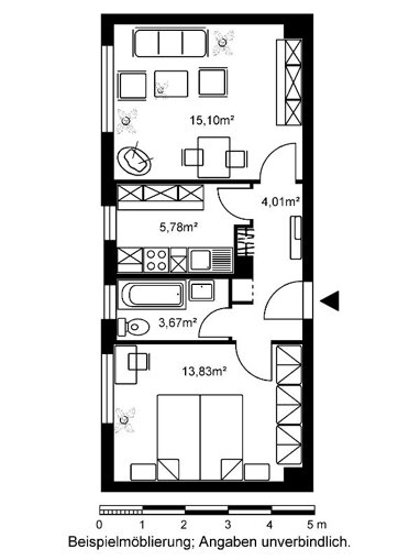 Wohnung zur Miete 490 € 2 Zimmer 42,4 m² 1. Geschoss Goethestraße 21 Langen 3 Langen 63225