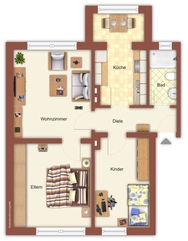 Wohnung zur Miete 429 € 3 Zimmer 52,8 m² Erdgeschoss Kölner Straße 38 Odenkirchen - Mitte Mönchengladbach 41199
