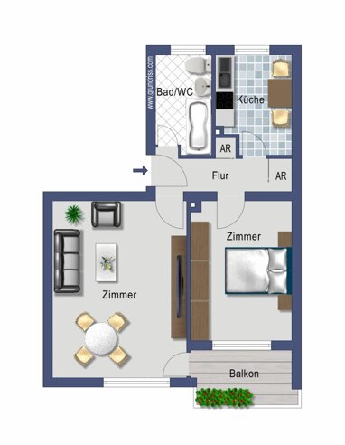 Wohnung zum Kauf Provisionsfrei 148.000 € 2 Zimmer 55 m² 1. Geschoss Waldstraße 38 Reinickendorf Berlin 13403
