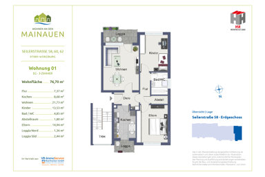 Wohnung zum Kauf 285.000 € 3 Zimmer 76,7 m² Heidingsfeld Würzburg 97084