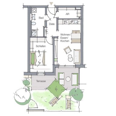 Wohnung zum Kauf provisionsfrei 304.011 € 2 Zimmer 59,2 m² EG frei ab 31.12.2026 Kornburger Hauptstr. 4 Kornburg / Worzeldorf Nürnberg 90455