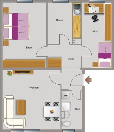 Wohnung zur Miete 581 € 3,5 Zimmer 63,8 m² 2. Geschoss Bachstraße 18 Hafen Dortmund 44147