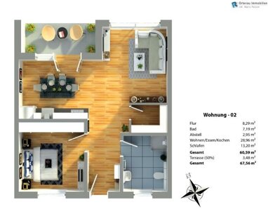 Wohnung zum Kauf Provisionsfrei 269.900 € 2 Zimmer 62,2 m² Erdgeschoss Oberschopfheim Friesenheim 77948