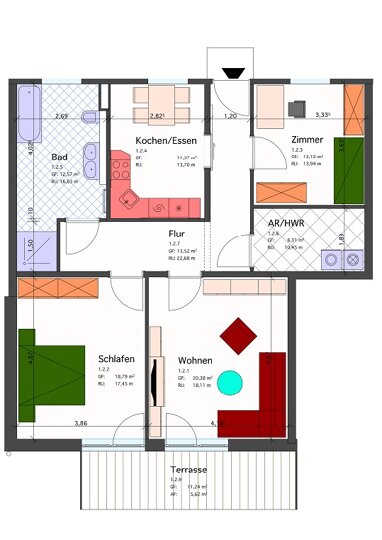 Wohnung zur Miete 995 € 3 Zimmer 100,7 m² Erdgeschoss Am Bahndamm 17a Burg Burg (Spreewald) 03096