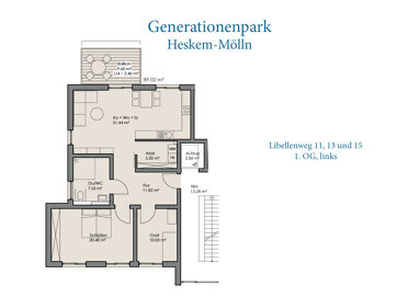 Wohnung zur Miete 1.022,70 € 3 Zimmer 89 m² 1. Geschoss Libellenweg 11, 13 und 15 Heskem Ebsdorfergrund 35085