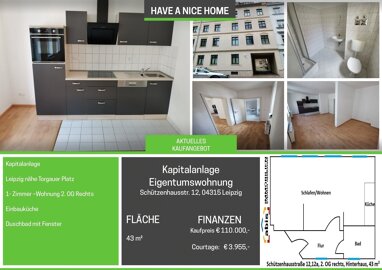 Apartment zum Kauf 110.000 € 1 Zimmer 43 m² 3. Geschoss Schützenhausstr. 12 Volkmarsdorf Leipzig 04315