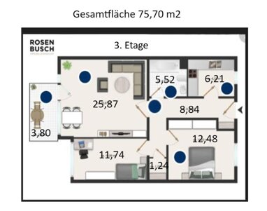 Wohnung zur Miete 850 € 3 Zimmer 75 m² 3. Geschoss Luganer Str. 17 Ellenerbrok - Schevemoor Bremen 28325