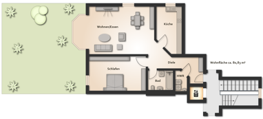 Wohnung zum Kauf 229.000 € 2,5 Zimmer 80,8 m² 1. Geschoss Brunnleite 16 Nittendorf Nittendorf 93152