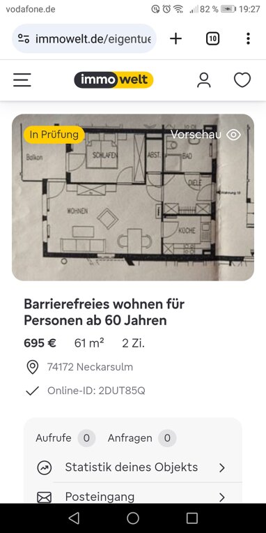 Wohnung zur Miete 695 € 2 Zimmer 61 m² 1. Geschoss Raiffeisenstr 1 Obereisesheim Neckarsulm 74172