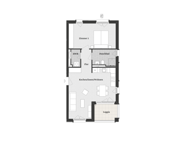 Wohnung zur Miete 1.160 € 2 Zimmer 61,5 m² 1. Geschoss Konrad-Zuse-Str. 24 Kalbach-Riedberg Frankfurt 60438