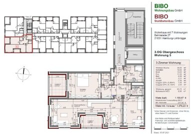 Wohnung zur Miete 1.250 € 3 Zimmer 95,7 m² 3. Geschoss Behnsrade 27 Lohbrügge Hamburg 21031