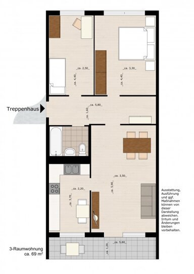 Wohnung zur Miete 425 € 3 Zimmer 68,6 m² 2. Geschoss Ellerbreite 11 Zoberberg 170 Dessau-Roßlau 06847