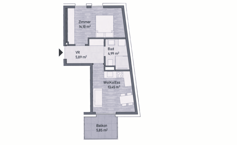 Wohnung zum Kauf provisionsfrei 193.495 € 2 Zimmer 38,4 m²<br/>Wohnfläche Sankt Leonhard Graz Jakomini 8010