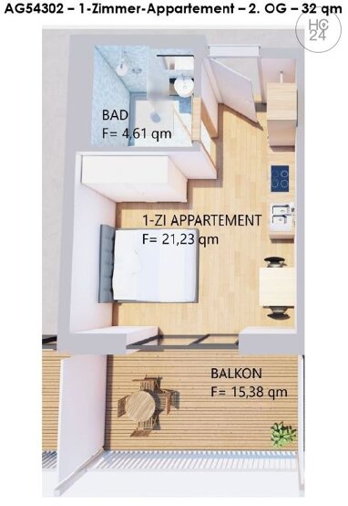 Wohnung zur Miete Wohnen auf Zeit 690 € 1 Zimmer 32 m² frei ab 24.06.2024 Kaufbeuren Kaufbeuren 87600