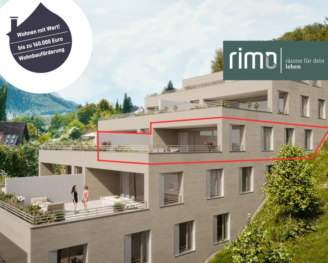 Terrassenwohnung zum Kauf 640.000 € 3 Zimmer 75,8 m² 5. Geschoss frei ab 31.03.2026 Mutterstraße 11 Feldkirch 6800