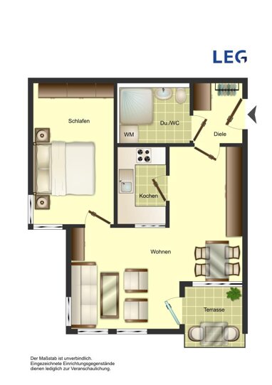 Wohnung zur Miete 369,77 € 2 Zimmer 48,6 m² 2. Geschoss Maria-Montessori-Allee 52 Beuel-Ost Bonn 53229