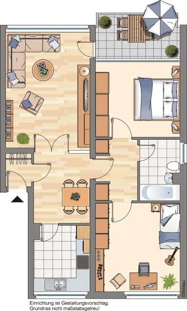 Wohnung zur Miete 639 € 3 Zimmer 76,1 m² Erdgeschoss Fehmarnweg 14 Hillen Recklinghausen 45665