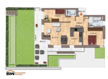 Wohnung zur Miete 1.290 € 3 Zimmer 82,7 m² Erdgeschoss Stuttgarter Str. 131 Buch Bietigheim-Bissingen 74321