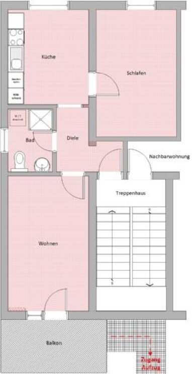 Wohnung zur Miete 650 € 2,5 Zimmer 55 m² 2. Geschoss Bonner Straße 46 Pallien 1 Trier 54294