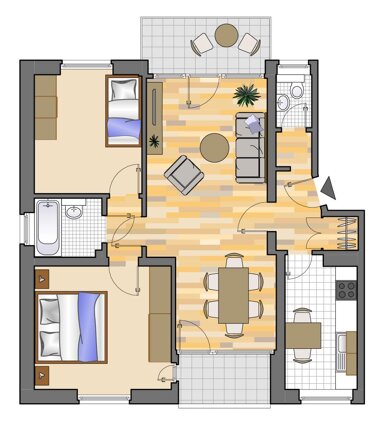 Wohnung zur Miete 519 € 3,5 Zimmer 68,2 m² 1. Geschoss Bachstelzenweg 21 Marl - Hamm Marl 45772