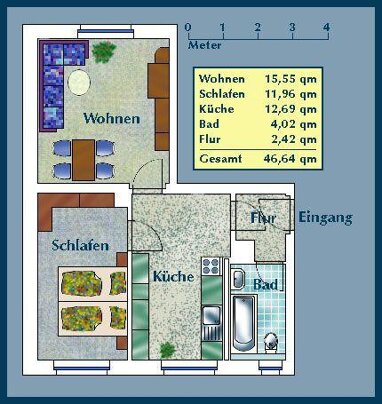 Wohnung zur Miete 367,52 € 2 Zimmer 46,6 m² 1. Geschoss Overbeckstr. 25 Mickten (Altmickten) Dresden 01139