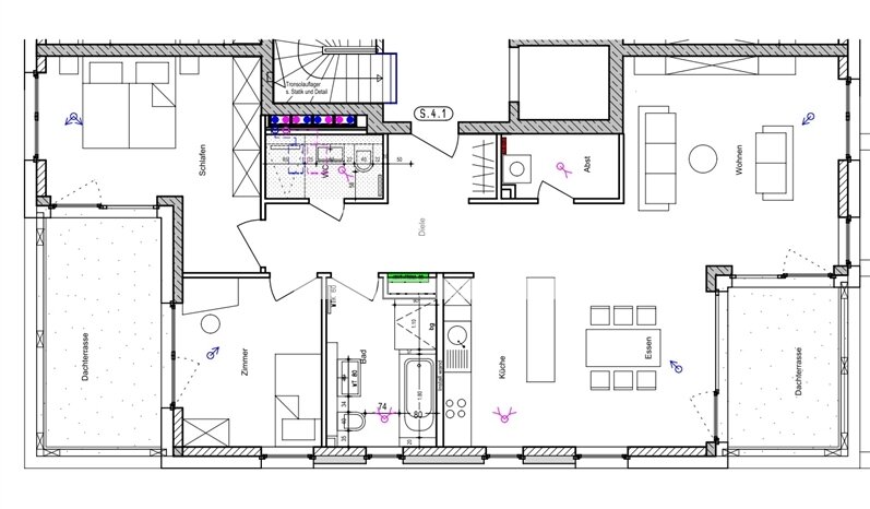 Penthouse zur Miete 2.500 € 3 Zimmer 110 m²<br/>Wohnfläche 4.<br/>Geschoss 01.02.2025<br/>Verfügbarkeit Sachsenhausen - Süd Frankfurt am Main 60599